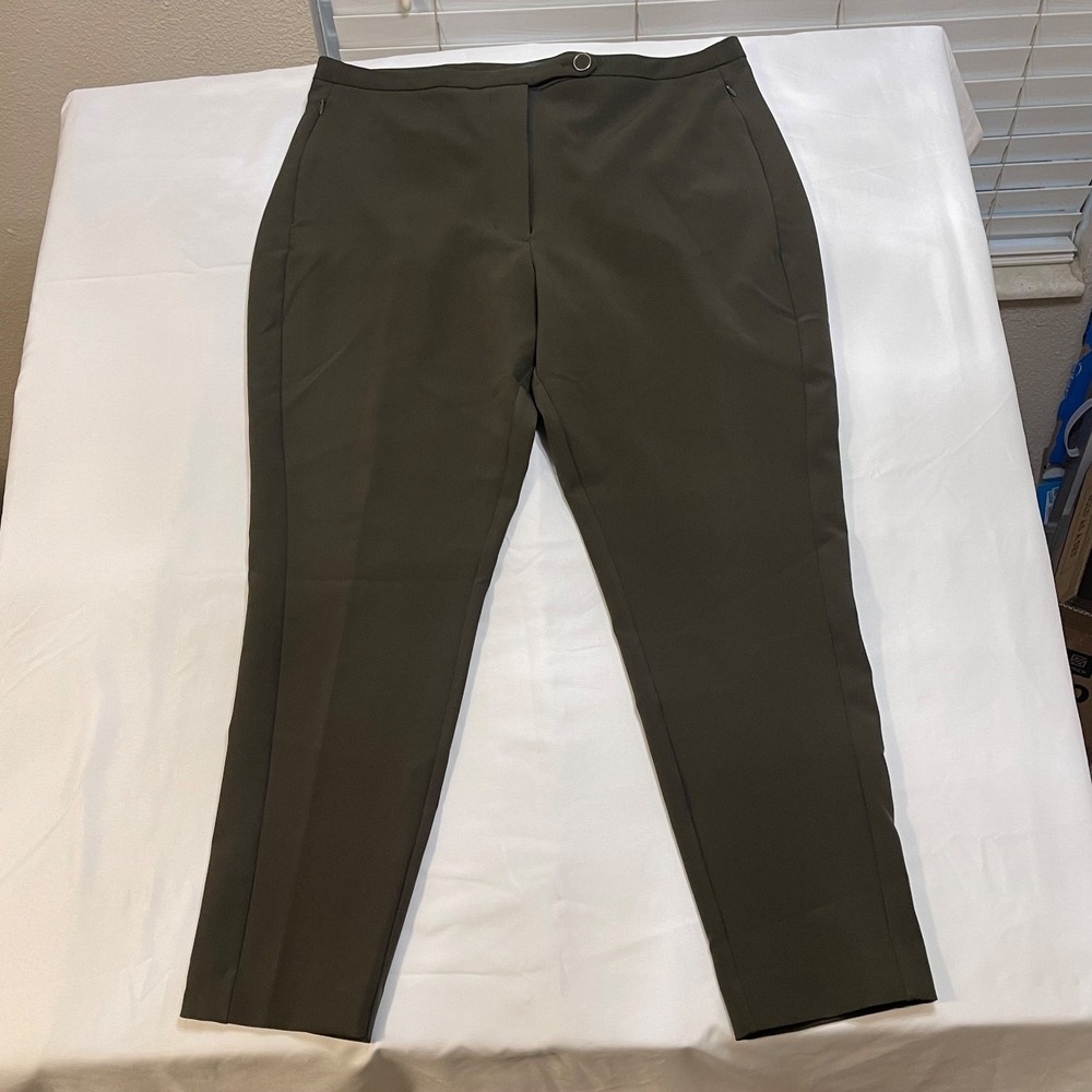 Worthington Women's Size 16 Olive Green Slim Leg Dress Pants Career Trousers